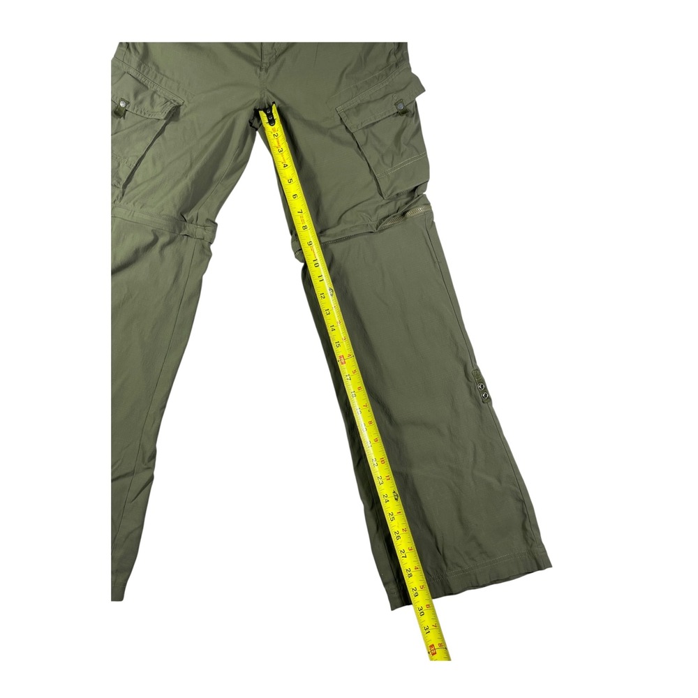 Prana Womens Convertible Cargo Hiking Pants Olive Green Zip Off Ripstop Size 4 - Picture 6 of 10